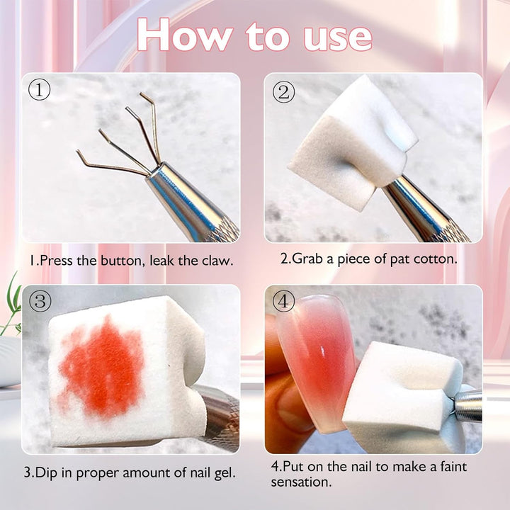 200 Stück Nail Art Schwamm Mit Metallgreifer,Nagelkunst Rendering Werkzeuge Mit Greifer,Sponge Nagel Pinsel,Nageldesign Zubehör Für Nail Art Rendering