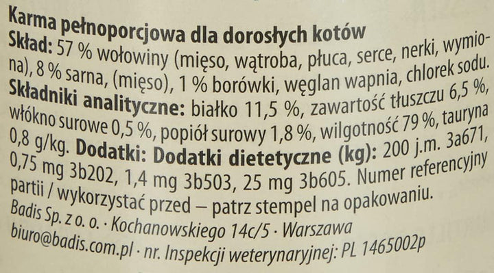 Hrană pentru pisici adulte, hrană umedă pentru pisici adulte, carne de vită + vânat cu afine, 6 X 200 G (pachet de 2)