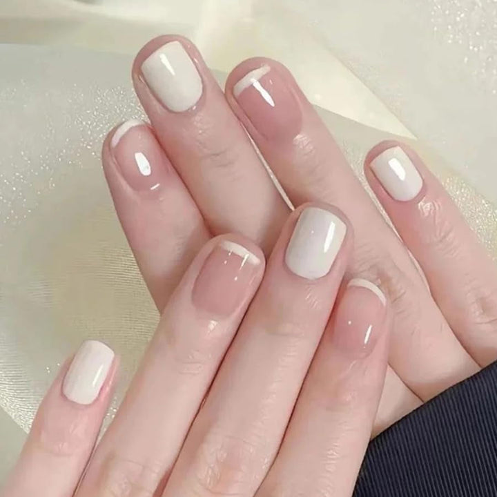 24 buc unghii franceze presă pe unghii scurte sicriu unghii artificiale coral roz Ombre unghii adezive balerină set unghii acrilice sfaturi unghii femei primăvară vară accesorii unghii