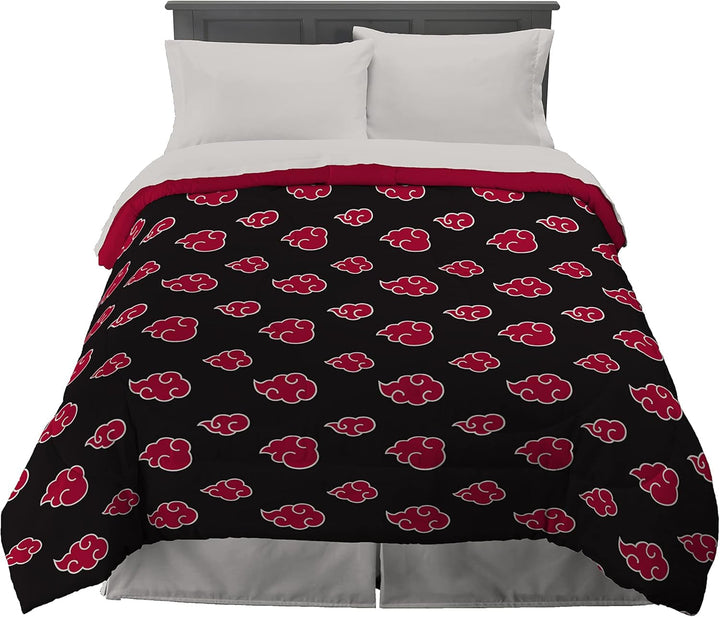 Franco Naruto Anime Akatsuki Pattern Lenjerie de pat moale microfibră Plapumă Queen, (produs oficial Naruto) Plapumi si pilote Naty Shop Naruto Regina