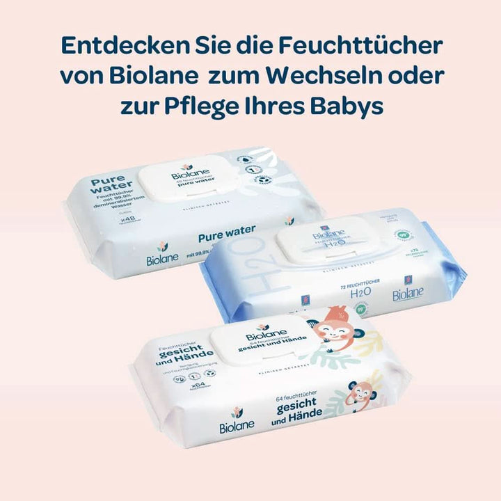 BIOLANE - Baby-Feuchttücher Für Gesicht Und Hände - Packung Mit 12 X 64 (768 Feuchttücher) - Baby-Feuchttücher Ab Der Geburt - Formel Zu 97% Natürlichen Ursprungs - Alkoholfrei - Kein Nachspülen