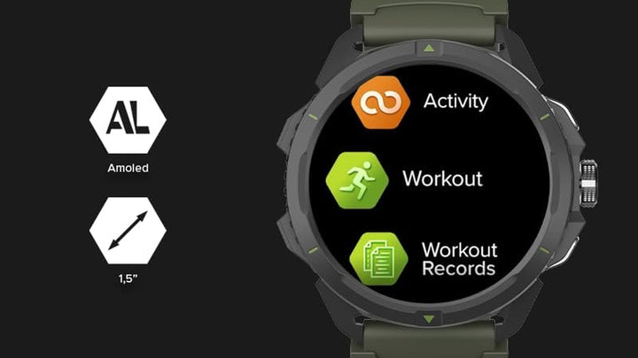 Hammer Watch 2 Military Edition, GPS, ecran AMOLED Gorilla Glass de 1,5 inch, baterie mare de 530 mah până la 15 zile de funcționare la o singură încărcare, rezistență 5 ATM, buton SOS, lanternă LED