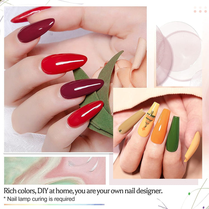 JODSONE 36-Teiliges Gel-Nagellack-Set, 32 Farben, Gel-Nagellack-Set, Basislack, Glänzend, Matt Und Glitzernder Decklack, Nagellack-Set, Grün, Blau, Rot, Rosa, Kollektion, Geschenke Für Frauen