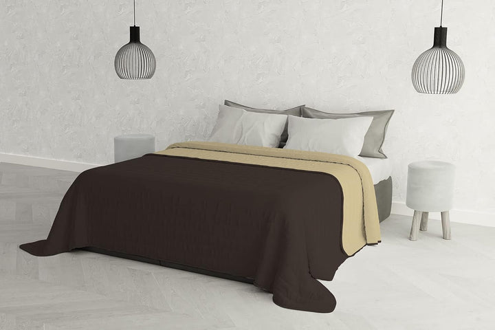 Cuvertură elegantă pentru pat dublu 260 X 270 Cm Blu Scuro/Verde Mela Paturi si Cuverturi Besuche den Italian Bed Linen-Store Marrone/panna