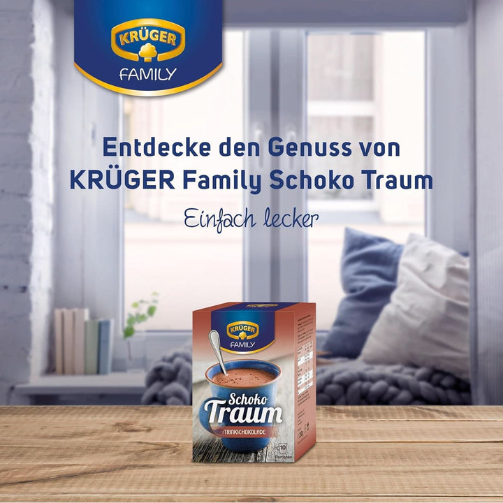 KRÜGER Family, Pudră de cacao pentru ciocolata calda, 8 cutii x 10 plicuri, 8 x 250 grame