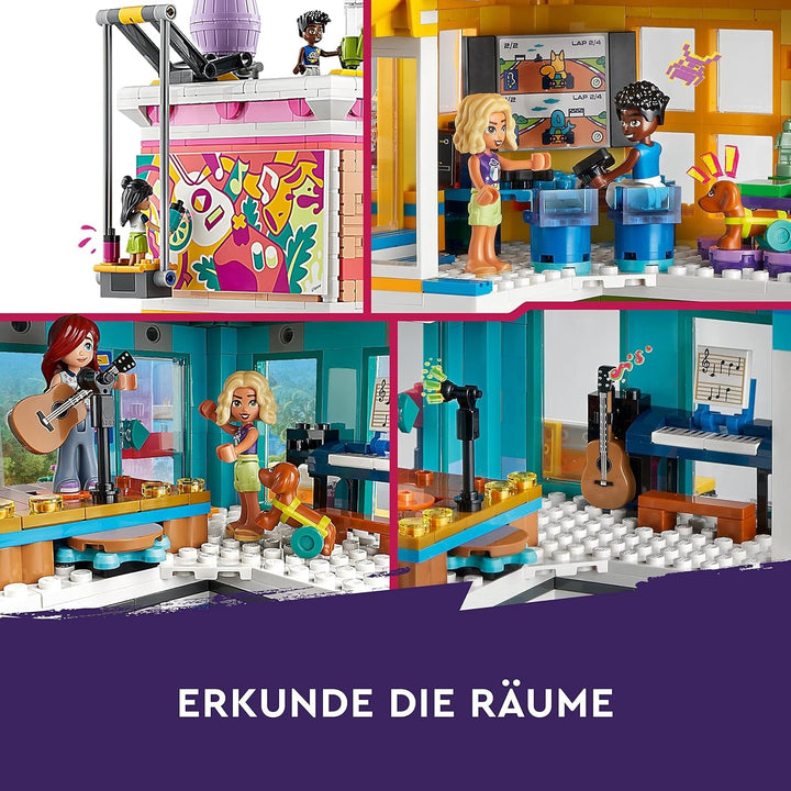 LEGO 41748 Friends Heartlake City Community Centre, clădire modulară cu studiouri de artă și de înregistrare, cameră de joacă cu 6 mini păpuși, inclusiv Pickle The Dog, jucărie pentru copii