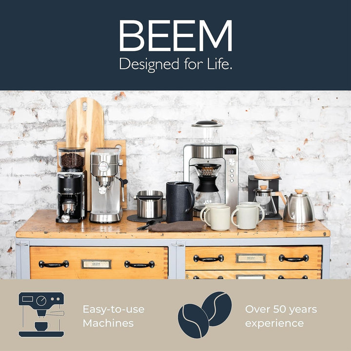 Set cafetieră BEEM Pour Over - 4 cești | Filtru permanent din oțel inoxidabil (mărimea 2), carafă din sticlă de 0,5 l, bază din beton | Preparare manuală a cafelei pentru o aromă deosebit de delicată de cafea