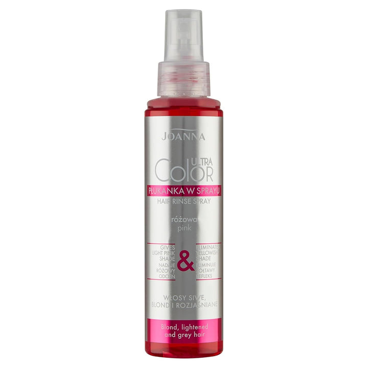 Joanna Ultra Color - Balsam de culoare roz pentru păr blond și deschis - Roz pastel - Strălucire naturală - Elimină nuanța galbenă din părul gri-blond - Efect temporar - 150 ml Vopsea pentru par Naty Shop Spray cu tonuri de blond roz 150 Ml (1 pachet)