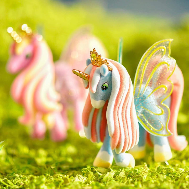 Galupy Unicorn - Pachet de 3 figurine unicorn, jucării unicorn de colecționat, figurine ponei cu aripi strălucitoare și cristal Swarovski
