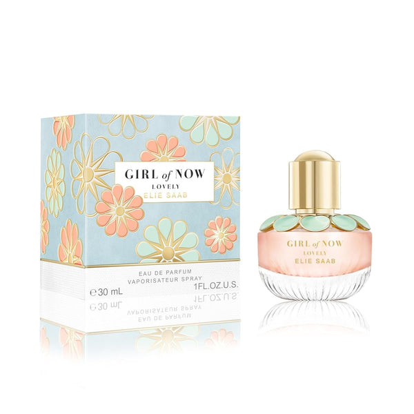 Elie Saab Girl of Now Lovely 30 ml – Apă de parfum pentru femei – Parfum floral gurmand – Note strălucitoare de mandarină, pară, floare de migdal și boabe de tonka – Sticlă transparentă