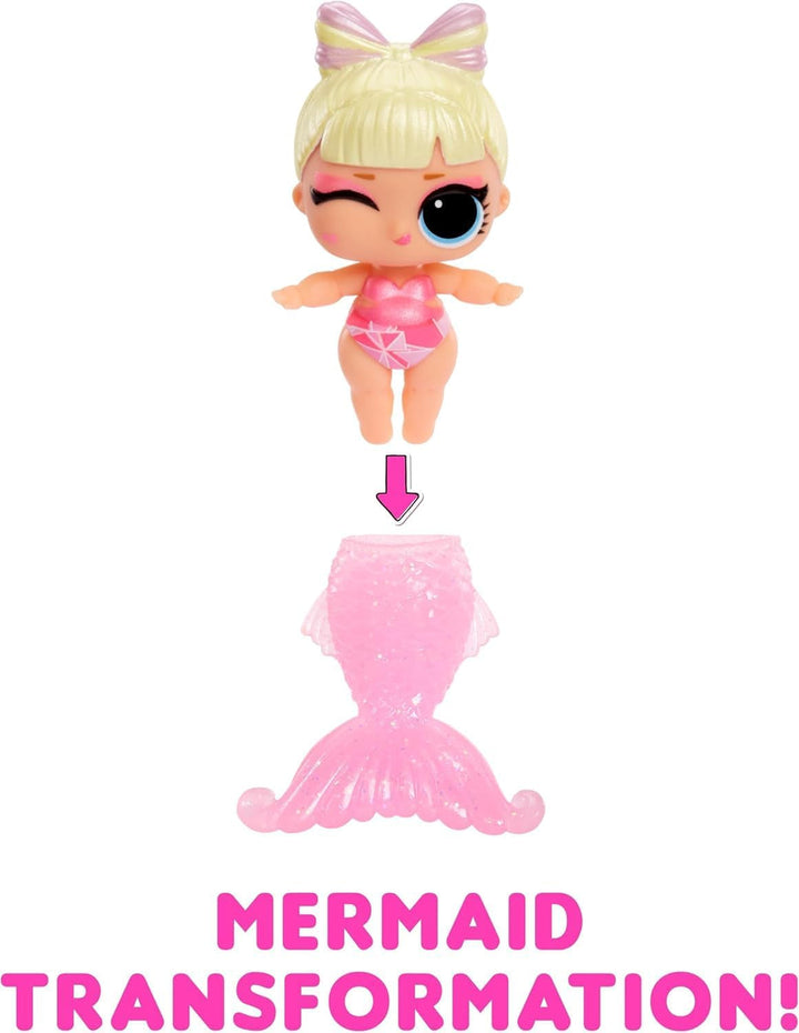 L.O.L. Surpriză! Mermaids Baby Sisters - Cu cozi care își schimbă culoarea, Selecție surpriză, Conține 1 păpușă cu accesorii drăguțe, Colecționează toate cele 8 păpuși, Pentru copii cu vârsta peste 4 ani (pachet de 2)