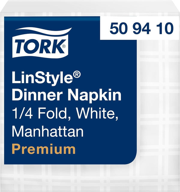 Șervețele de masă Tork Linstyle albe, 1/4 pliere, 19,5 × 19,5 cm, 14 נ50 șervețele, 509410