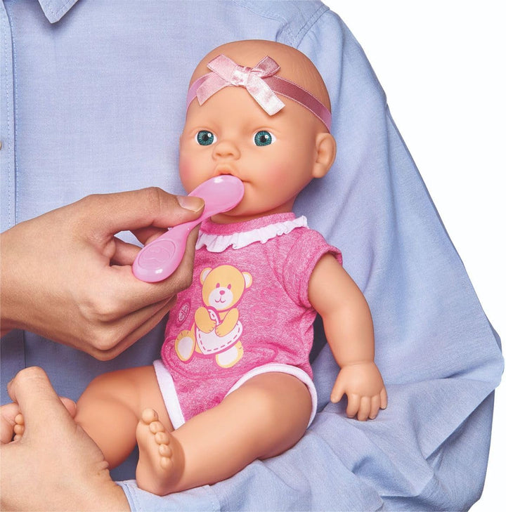 Simba 105030069 - New Born Baby Doll, păpușă din vinil cu funcție de băut și hrănit, cu certificat de naștere și accesorii, 4 bucăți, 30 cm, păpușă, de la 3 ani