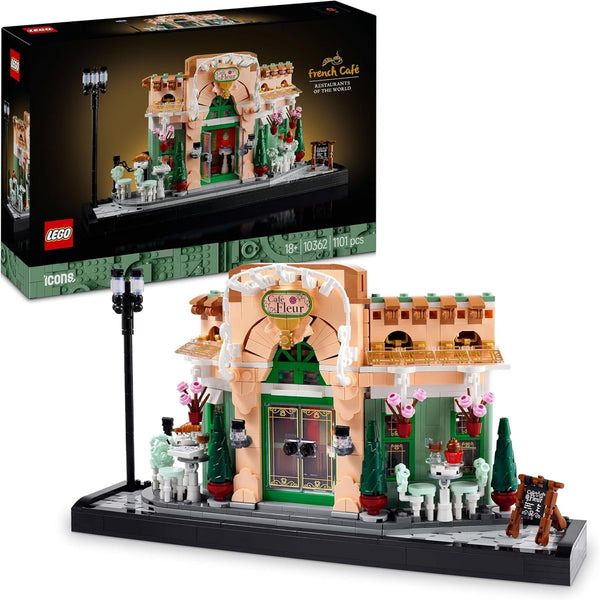 LEGO Icons French Café - Decorațiuni pentru sufragerie sau birou - Set de construcție pentru adulți, inclusiv fațadă pitorească, ghivece de flori suspendate și scaune - Cadou pentru bărbați și femei 10362
