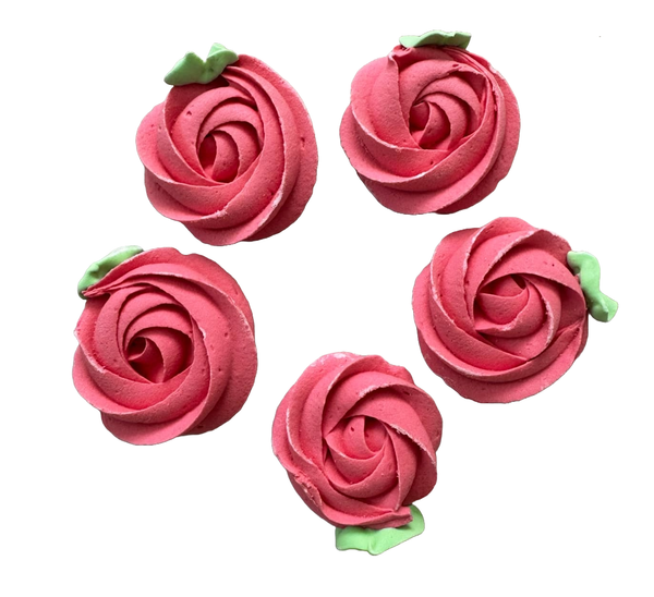 Set di 5 decorazioni commestibili in miele, fiori rosa scuro