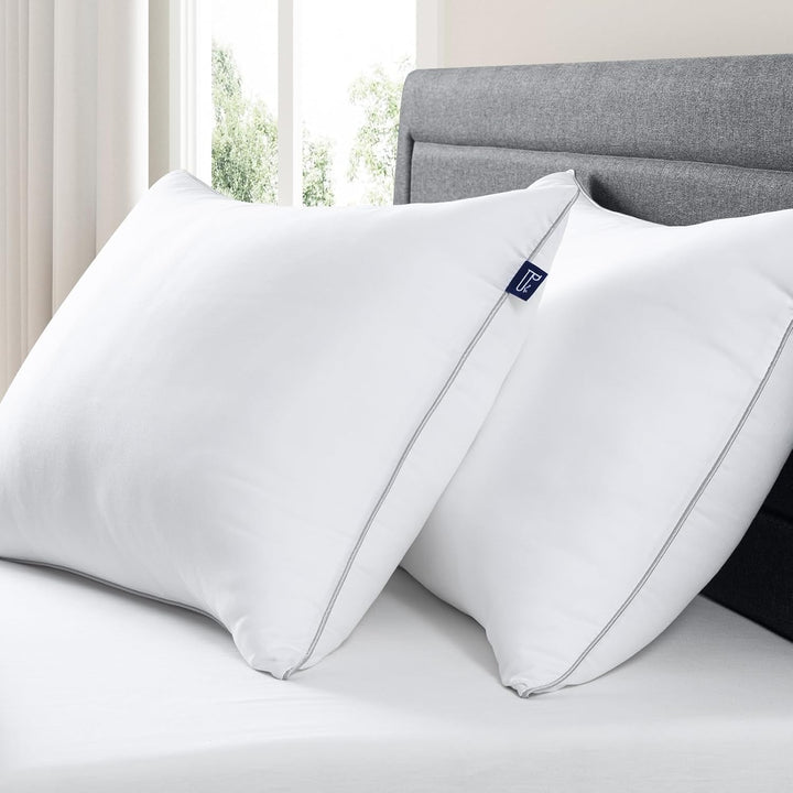Pernă Bedstory, hipoalergenică, pernă de pat pentru hotel, țesătură perlată, pernă de dormit de lux pentru cei care dorm pe spate, pe burtă sau lateral (48 X 74 Cm), 2 bucăți