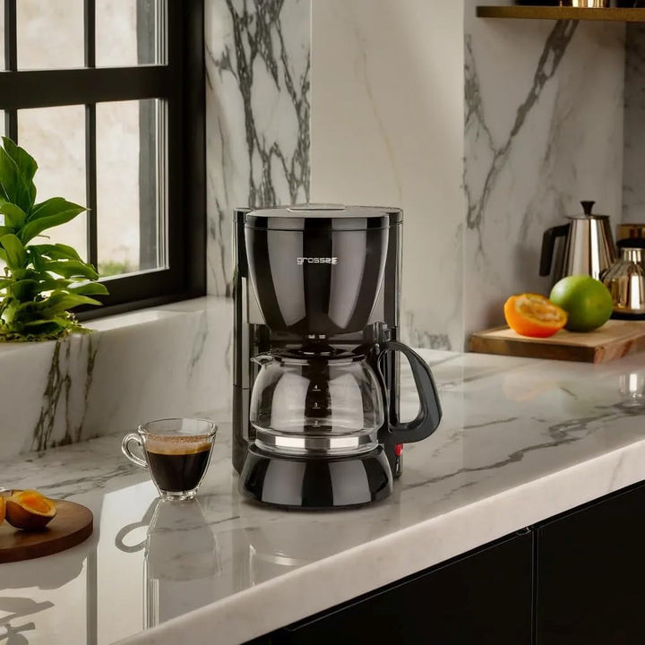 Cafetieră cu filtru și carafă de sticlă KA 12.17 | 0,6 litri pentru 4 cești de cafea | 600 wați | negru - oțel inoxidabil