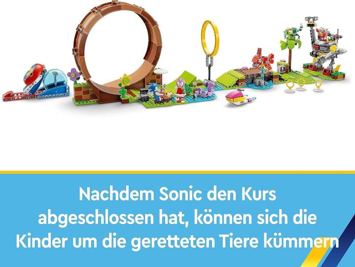 LEGO 76994 Sonic the Hedgehog Provocarea în buclă a lui Sonic în zona Green Hill, jucărie construibilă pentru copii, băieți și fete cu 9 personaje, inclusiv Dr Eggman și Amy