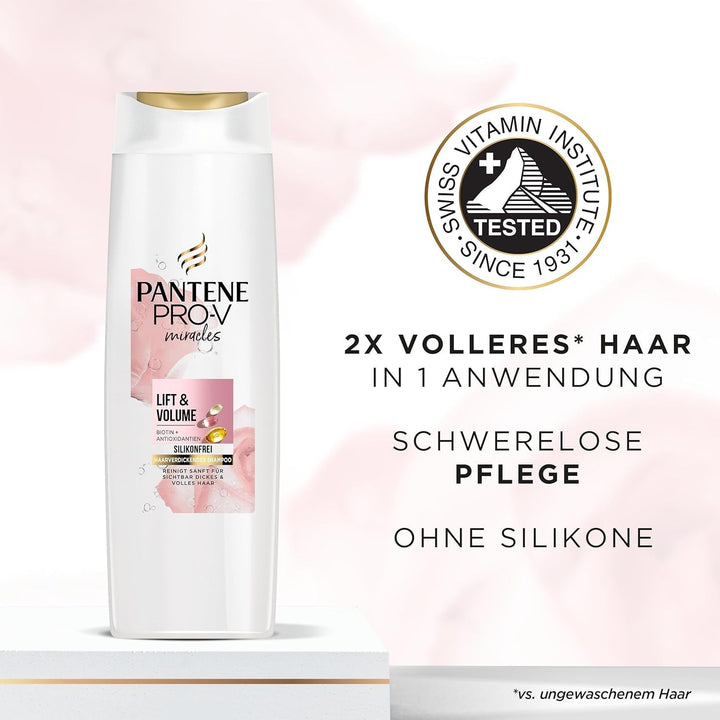 Pantene Pro-V Lift & Volume Haarverdickendes Shampoo Mit Biotin, Silikonfrei 250Ml. Pro-V Miracles Shampoo, Angereichert Mit Antioxidantien. Sichtbar Dickeres Und Volleres Haar