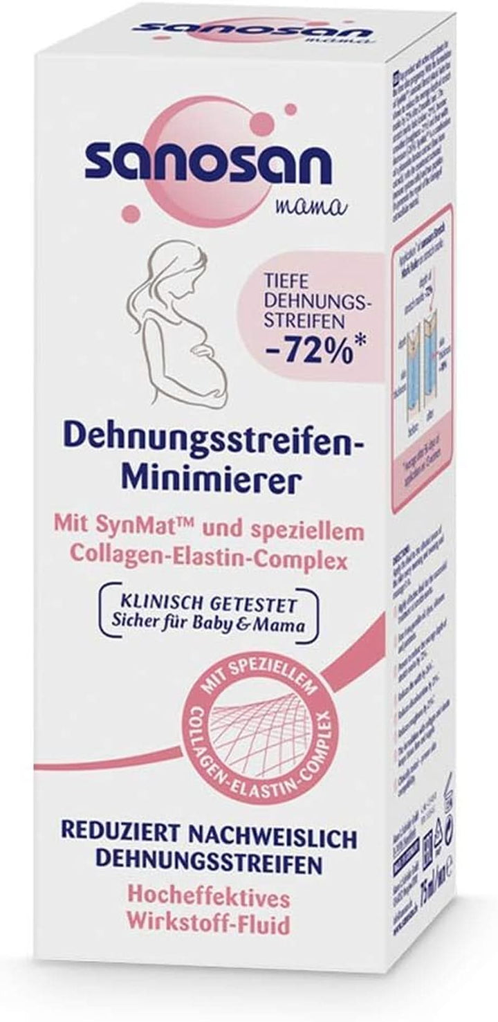 Sanosan Stretch Mark Minimiser, testat clinic - dovedit a reduce vergeturile după sarcină, fără ulei de parafină, coloranți, siliconi, 75 ml