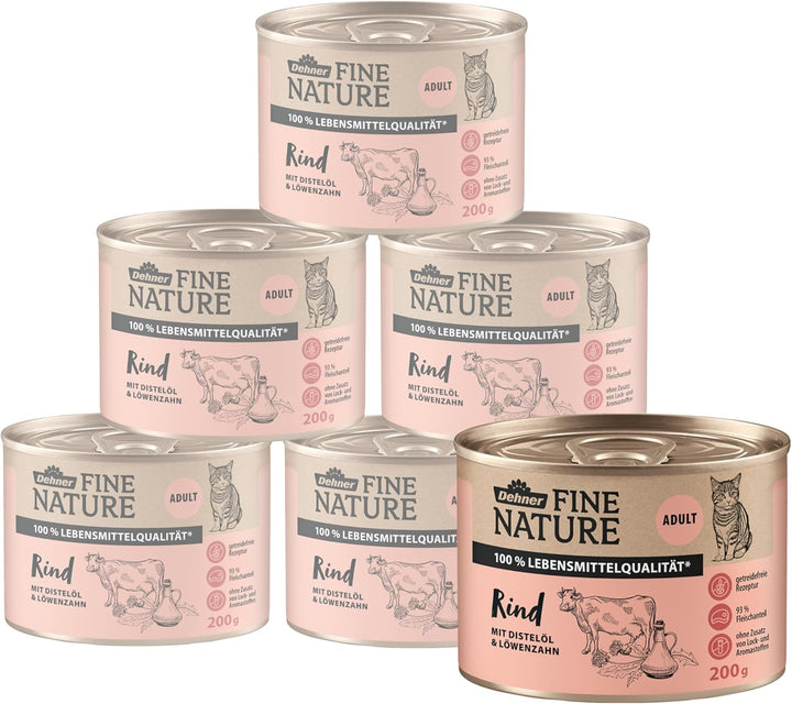 Hrană pentru pisici Dehner Fine Nature, hrană umedă fără cereale, pentru pisici adulte, curcan, cutie 6 X 200 G (1,2 kg)