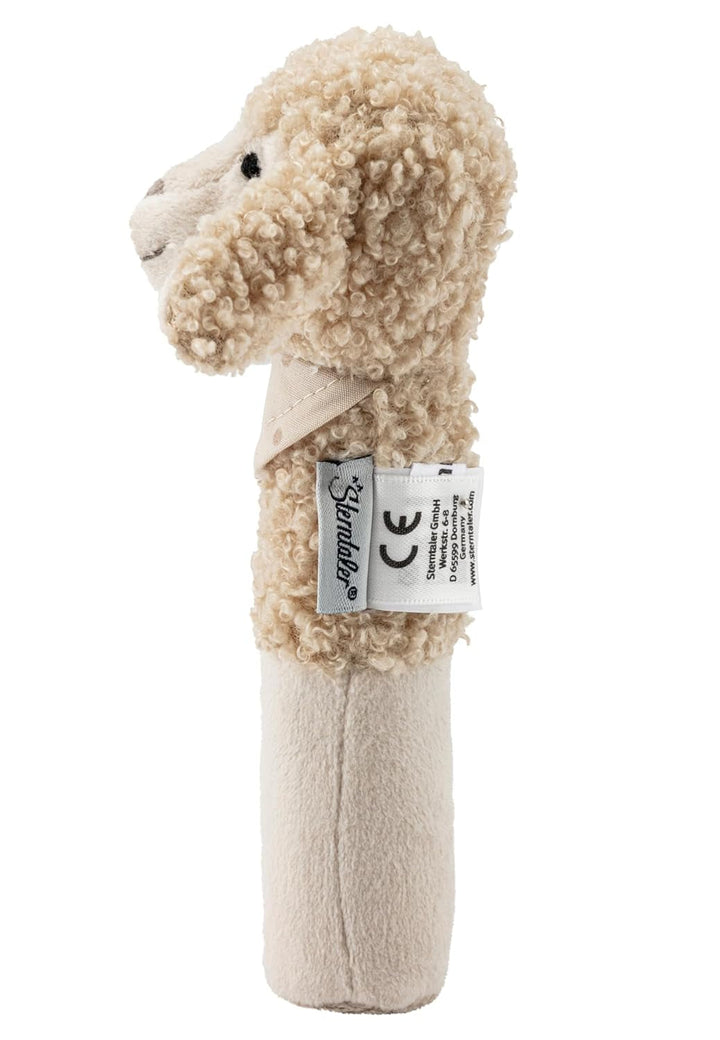 Sterntaler baby squeaker sheep Flocke - Jucărie pentru bebeluși din țesături moi - Jucărie de prins pentru bebeluși - Primele încercări de prindere și joc, de culoarea nisipului Jucarii Bebe Naty Shop