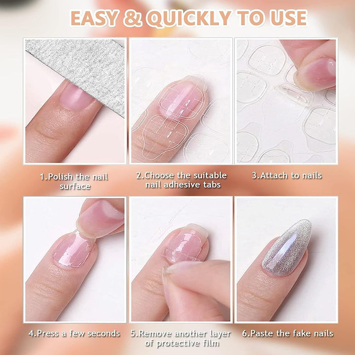 100 de șabloane pentru unghii, șabloane de modelare, autoadezive, cu 4 foi de tampoane adezive transparente pentru unghii și 3 pile de unghii, accesorii pentru extensii de unghii cu gel, pentru unghii artificiale