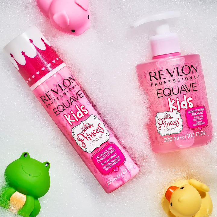 REVLON PROFESSIONAL EQUAVE Kids Princess Shampoo, 300 Ml, Sanftes Kindershampoo Mit Feuchtigkeitsspendender Gel-Formel, Angereichert Mit Vitamin B, Haarshampoo Speziell Für Die Haare Von Kindern