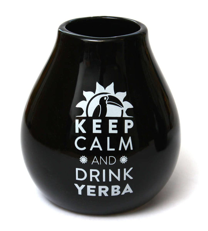 Set de ceai Yerba Mate pentru două persoane 150G | Ceai Mate cu guarana și fructe | Ceai Yerba Mate cu frunze libere | Ceașcă de ceramică Mate neagră 350 ml | Paie de oțel Bombilla Liza 19 cm