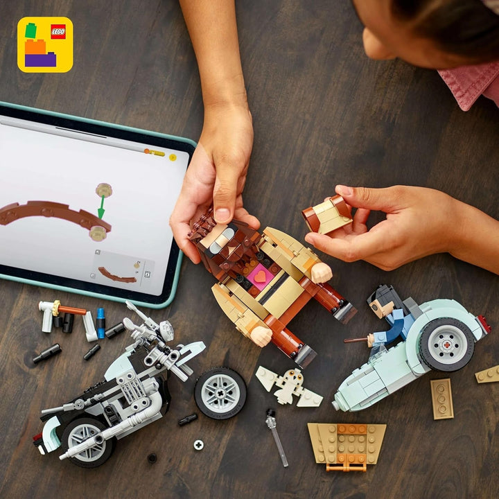 LEGO Harry Potter Hagrid and Harry's Motorbike Tour, jucărie cu motocicletă mobilă cu Sidecar & Hedwig Minifigure, cadou de ziua de naștere pentru fanii lumii vrăjitorilor, băieți și fete cu vârsta de 9+ 76443