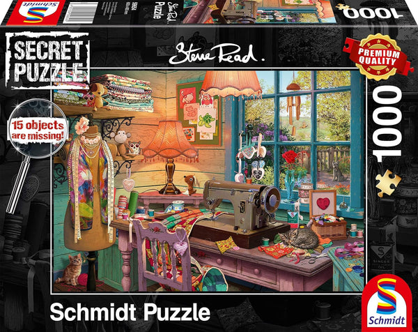 Schmidt Spiele 59654 Puzzle secret, În camera de cusut, puzzle jigsaw 1000 piese