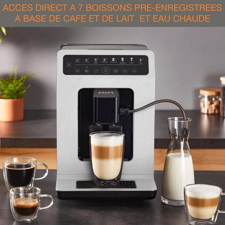 Mașină de cafea KRUPS complet automată, 7 băuturi presetate, cappuccino, espresso, băuturi cu lapte, sistem one-touch, design Evidence Eco, YY4660FD