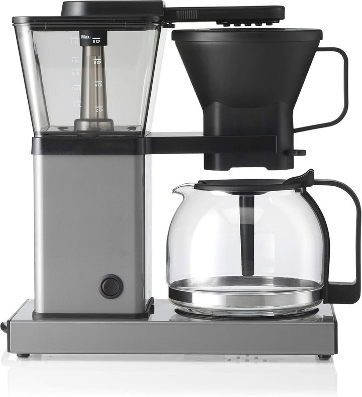 Cafetiera cu filtru Gastronoma Trebs 24100 - Până la 12 cești cu o capacitate de 1,5 litri - Programabilă - Oprire automată - Stop picurare - Afișaj tactil LED - Design din oțel inoxidabil / negru