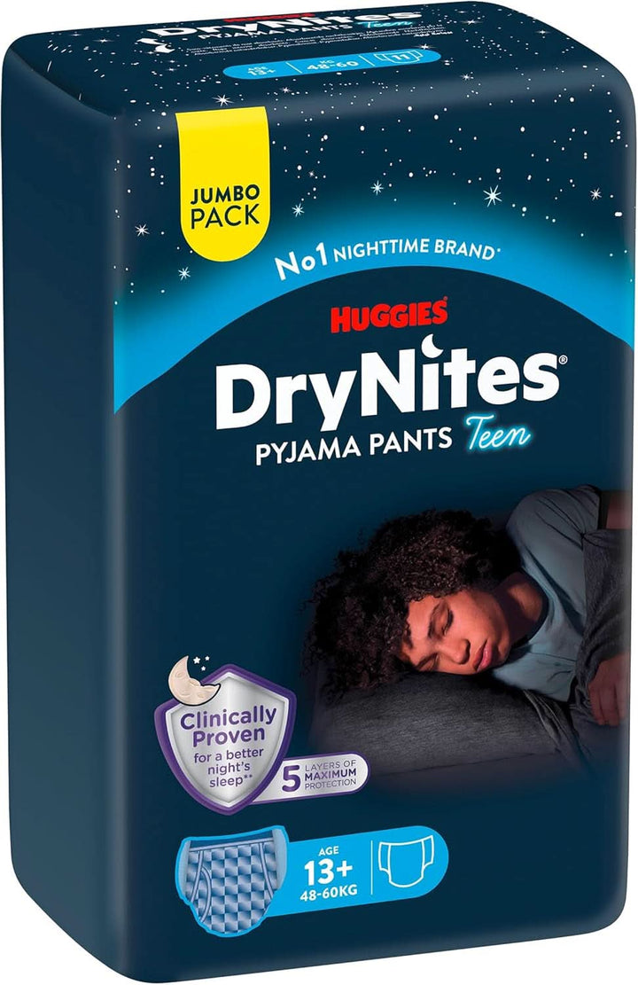 Huggies Drynites Nachtwindeln Bei Bettnässen, Für Jungen Ab 13 Bis Ca. 17 Jahre (48-60 KG), 33 Stück (3X11), Jumbo-Monatspack, Windel-Pants XL