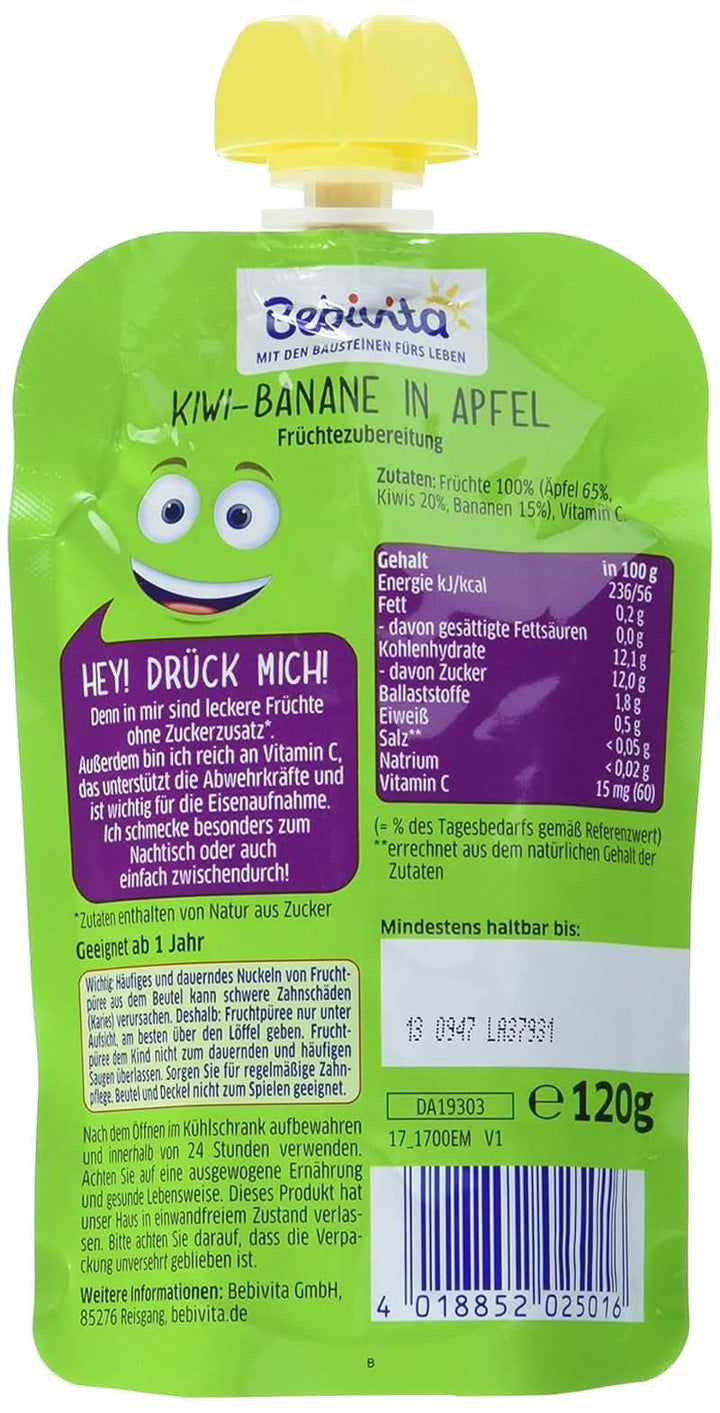 Drück Mich kiwi-banană în mere, pachet de 6 (6 X 120 G)