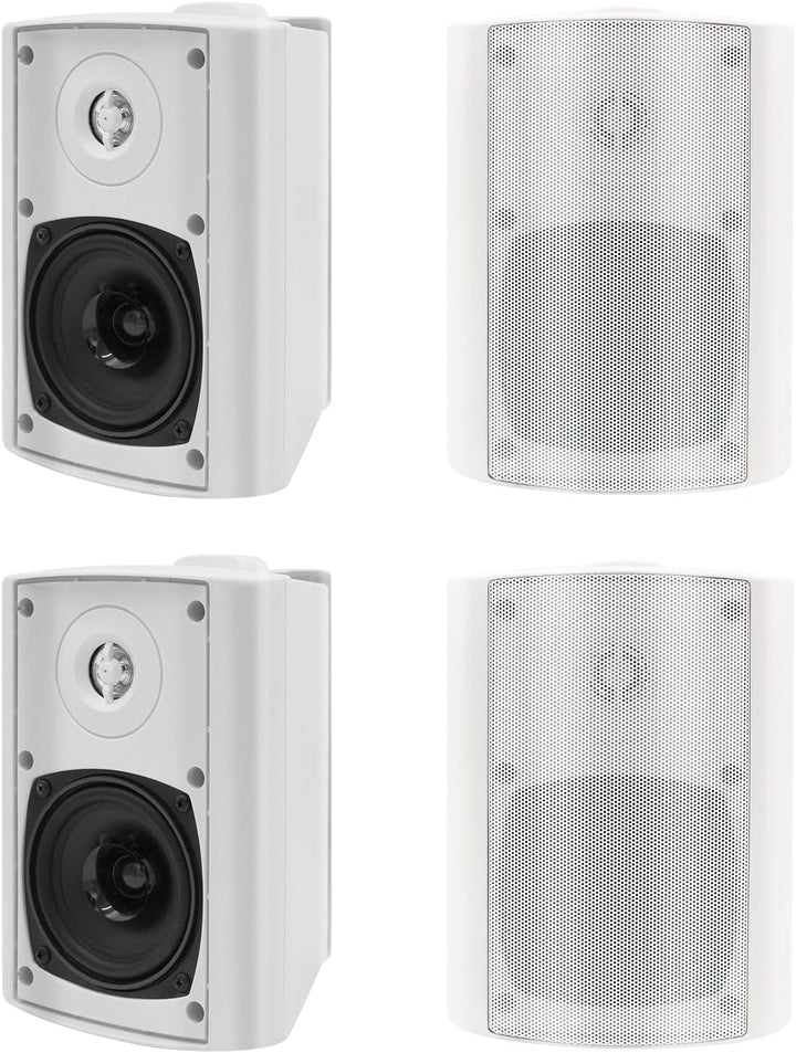 4 Zoll Bluetooth Outdoor-Lautsprecher 400 Watt Wasserdicht Außenlautsprecher Für Garten, Terrasse, Restaurant (2 Paar/Weiß)