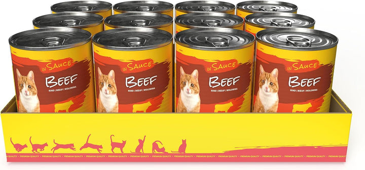Josicat Carne de vită în sos (12 X 415 G) | Adult | Hrană umedă premium pentru pisici adulte | Carne de vită în sos | Vitamina D3 & E | Powered by JOSERA | Hrană umedă pentru pisici | Hrană completă | 12-Pack