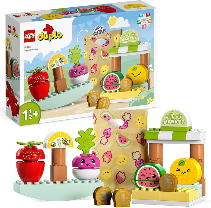 LEGO DUPLO Prima mea piață organică, set magazin de jucării pentru băieți și fete, jucărie educativă pentru copii mici de la 1,5 ani, accesorii pentru fructe și legume 10983