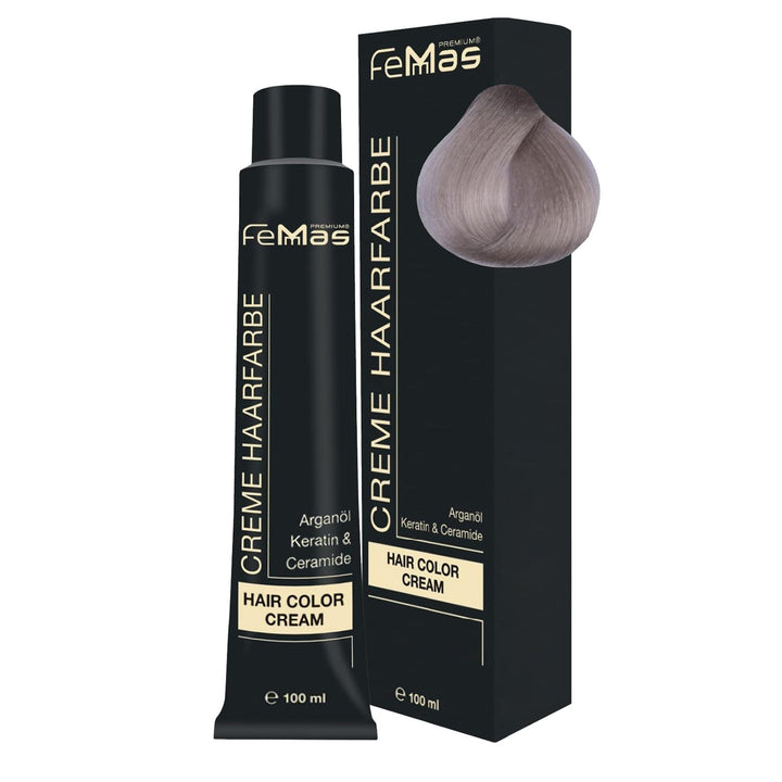 FemMas Hair Colour Pure & Mix Red I Cremă profesională cu ulei de argan, keratină și ceramide I Ca o vopsea de păr permanentă sau nuanță pentru rezultate radiante, de lungă durată I 100 ml Vopsea pentru par Naty Shop Super brightener Asch 901 Pachet de 1
