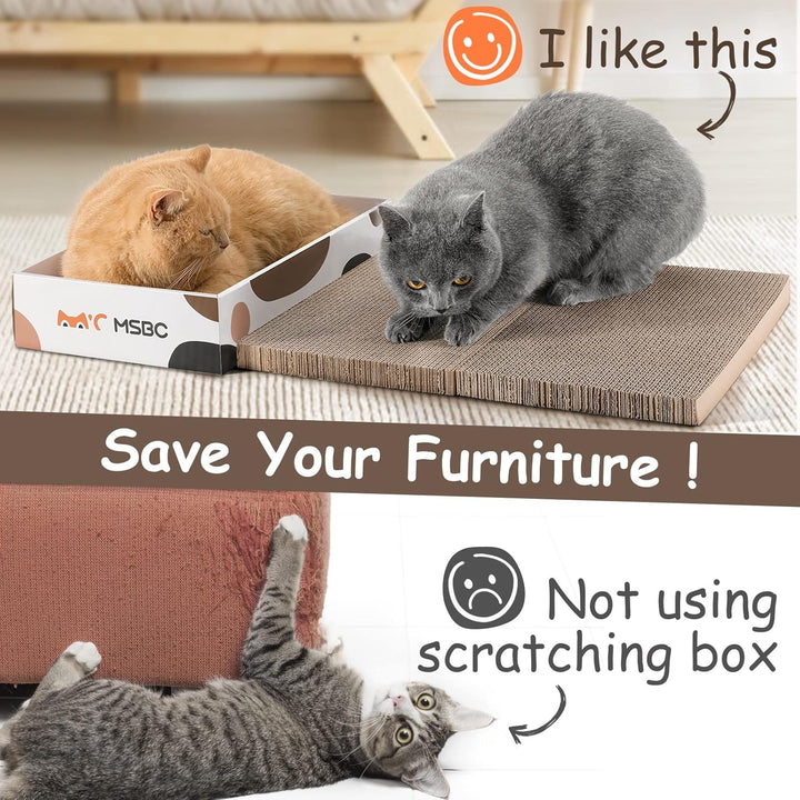 HAPPY HACHI, 3 buc. scânduri de zgâriat pentru pisici cu carton tip catnip, robust, față-verso, pentru pat, mobilier, pachet de protecție