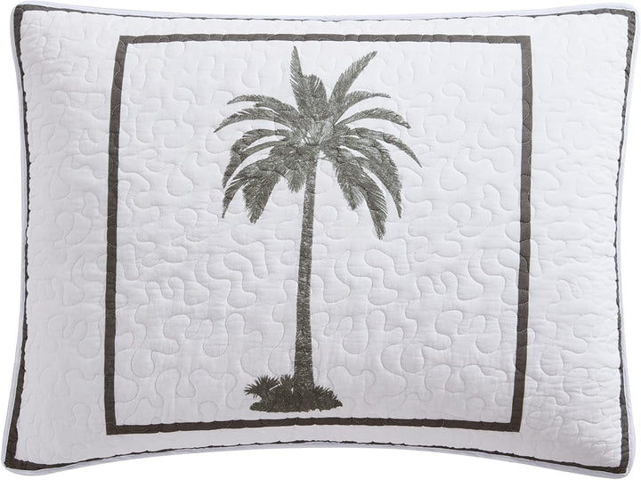 Tommy Bahama Palm Island Collection | Cuvertură - 100% bumbac, reversibilă, moale și respirabilă, pre-spălată pentru un plus de moliciune, pat king size, gri