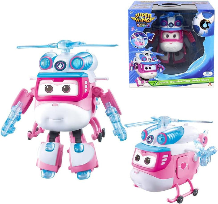 Super Wings 5" Transforming Characters 2-Pack Transforming Supercharged Jett + Tino, jucărie Transformer pentru băieți și fete de peste 3 ani, roșu