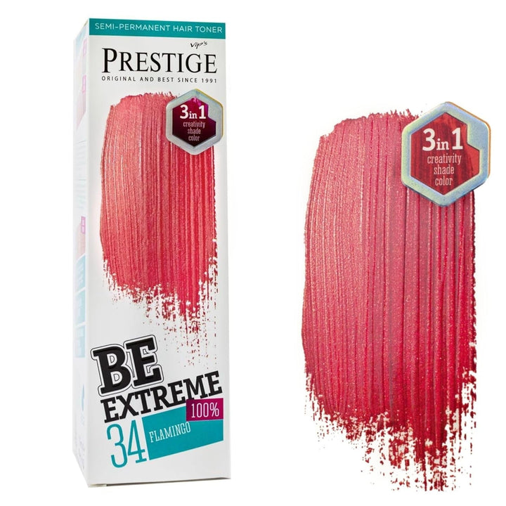 Vip's Prestige Be Extreme | Tonic semipermanent pentru păr 50 Wild Green | Pigment pur | Adaugă culoare părului vopsit sau cărunt | Rezultat temporar | Fără amoniac, fără parabeni, fără PPD Vopsea pentru par Naty Shop 34 Flamingo
