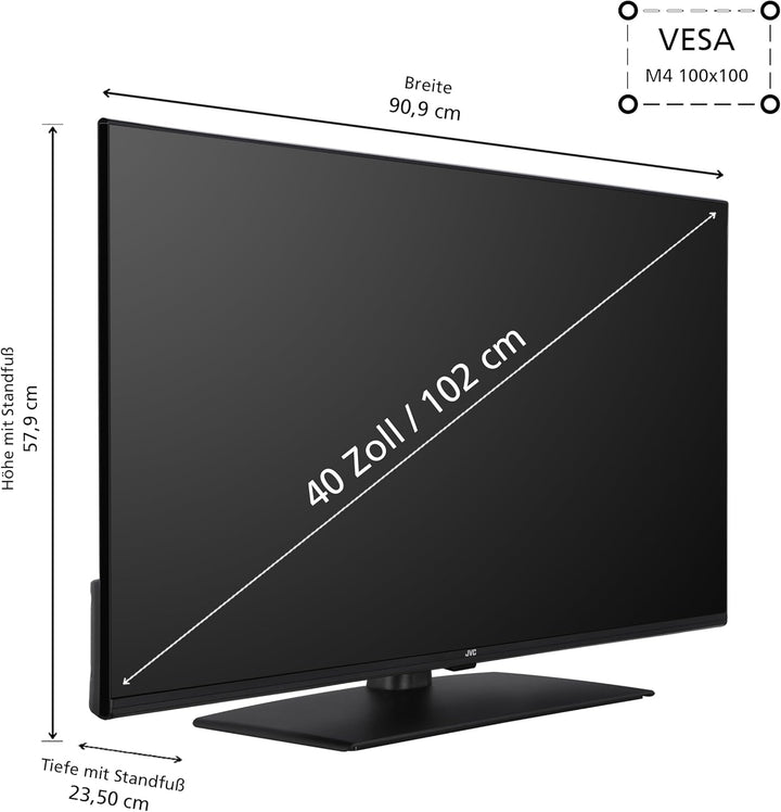 JVC 40 Zoll Fernseher LT-40VF4455 Full HD Fernseher Mit 102 Cm Bildschirmdiagonale Und Integriertem Triple-Tuner, LED TV Schwarz