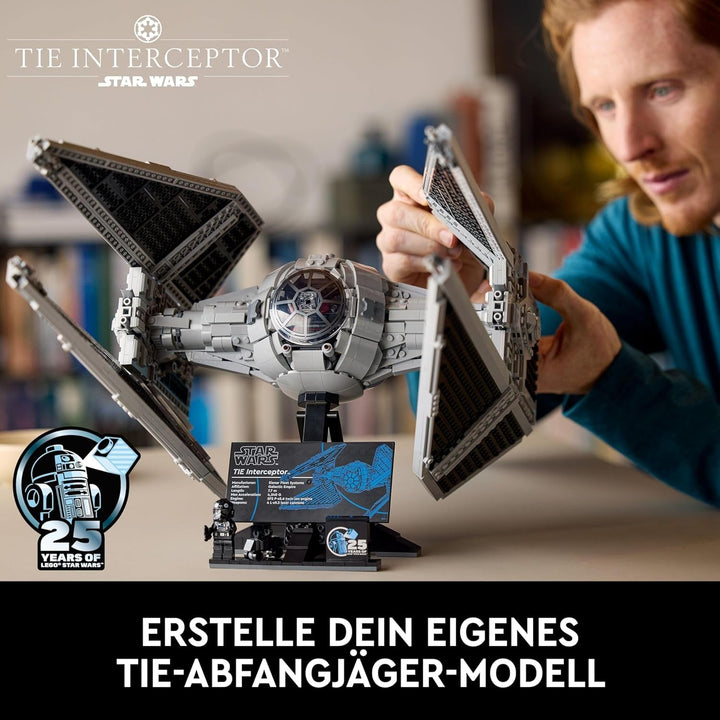 LEGO Star Wars Tie Interceptor, set de construcție creativă din seria Ultimate Collector pentru adulți, model de cărămidă Starfighter, cadou pentru fani, piesă de colecție, set Ucs 75382