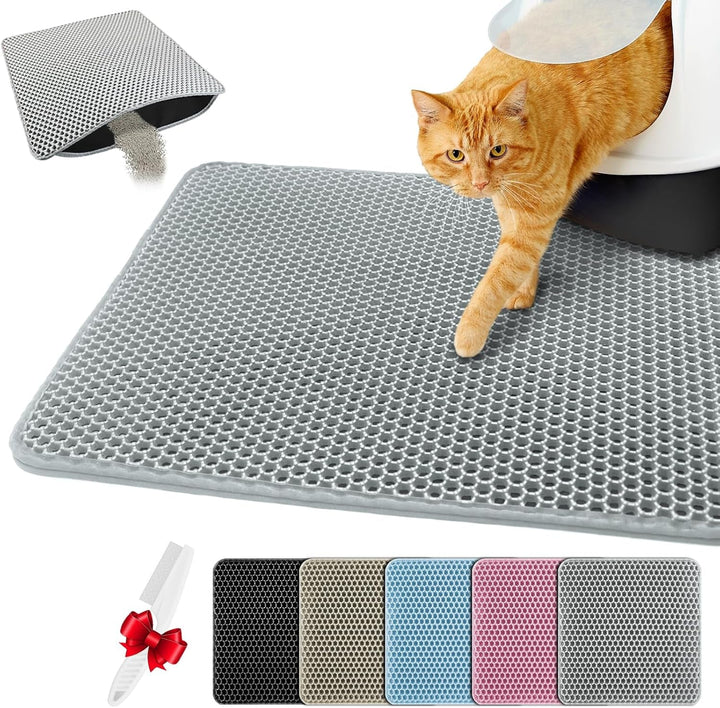 Covoraș pentru litiera pisicii 30x30cm, covoraș dublu EVA pentru litiera pisicii, impermeabil - inodor cu covoraș antiderapant pentru pisici, curățare ușoară, covoraș pentru litiera pisicii pentru toate pisicile