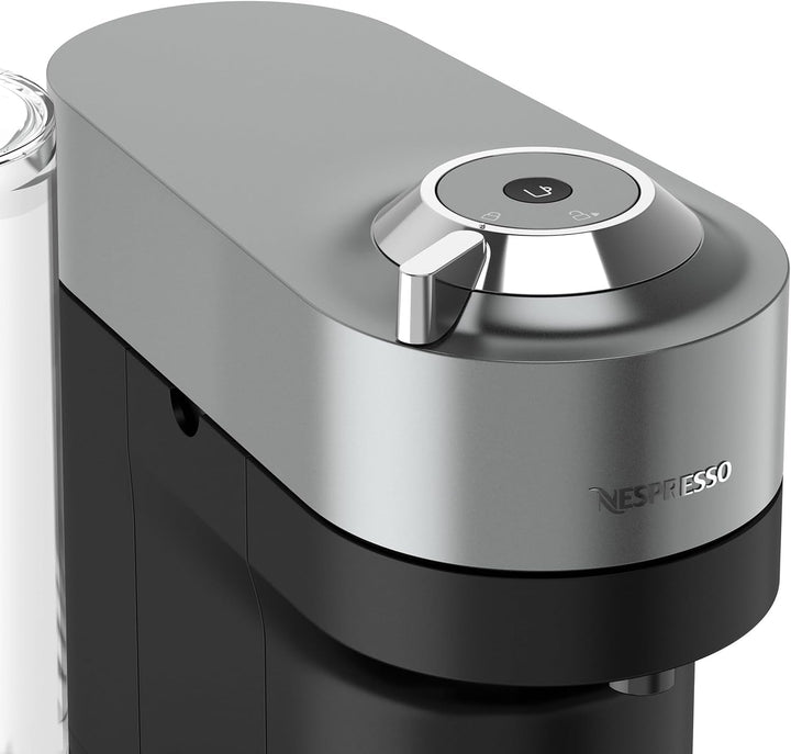 Espressor cu capsule Nespresso Krups Vertuo Pop plus, capacitate rezervor de apă de 1,1 l, design ultracompact cu o înălțime de doar 26,5 cm, sistem cu o singură atingere, 4 dimensiuni de cești, titan, XN930T