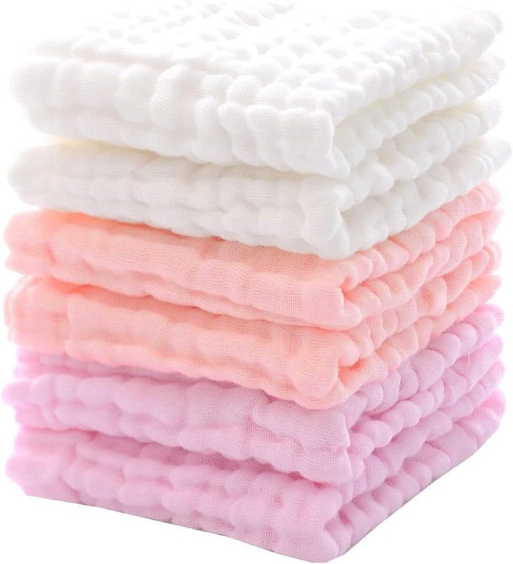 Baby Washcloths Muslin Baby Face Towels 6 Pack Soft Muslin Washcloths for Newborn Cotton Wash Cloth Set for Baby Natural Baby Wipes for Delicate Skin Baby Registry as Shower 12X12 Inches