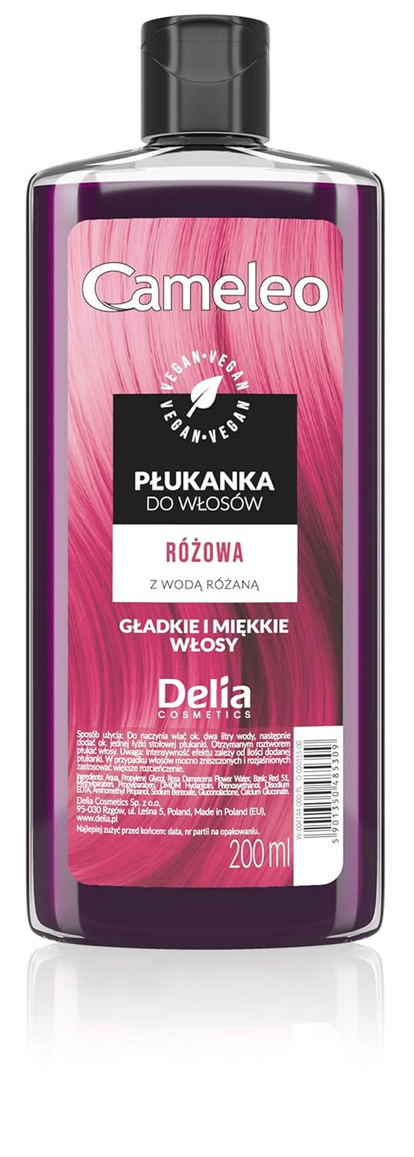Cameleo - Tonic pentru păr roz cu apă de trandafiri, fără nuanță galbenă, culoare semipermanentă pentru păr - pentru păr blond și gri - culoare și îngrijire - fără parabeni | 200 ml Vopsea pentru par Naty Shop Versiune nouă - Roz 200 Ml (1 pachet)