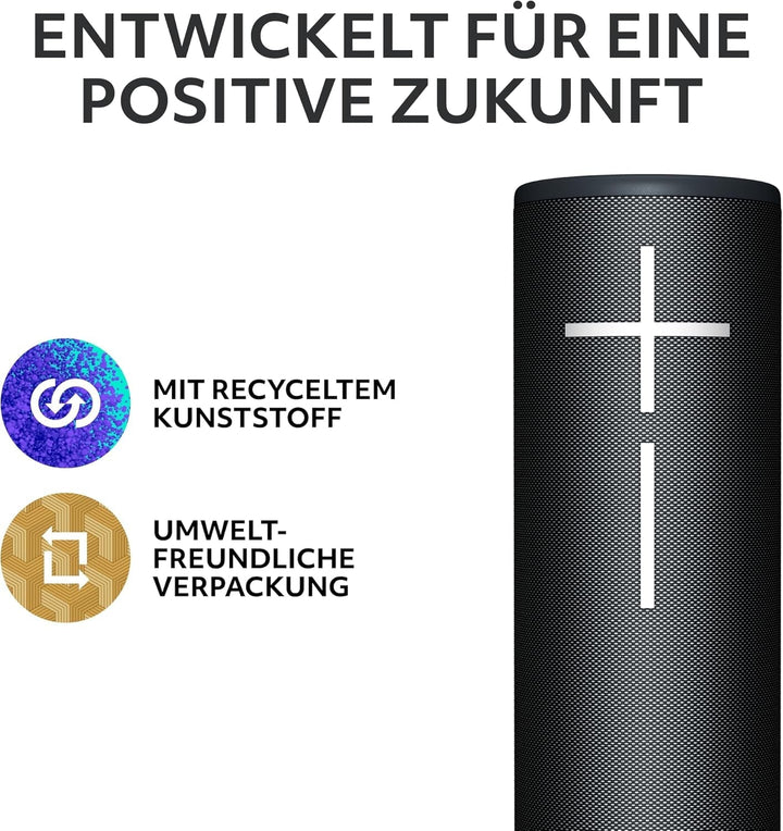 Ultimate Ears MEGABOOM 4 - Difuzor Bluetooth portabil, rezistent la apă, plutitor, cu sunet puternic la 360 de grade și basuri puternice, baterie reîncărcabilă de 20 de ore și rază de acțiune de 45 m - negru